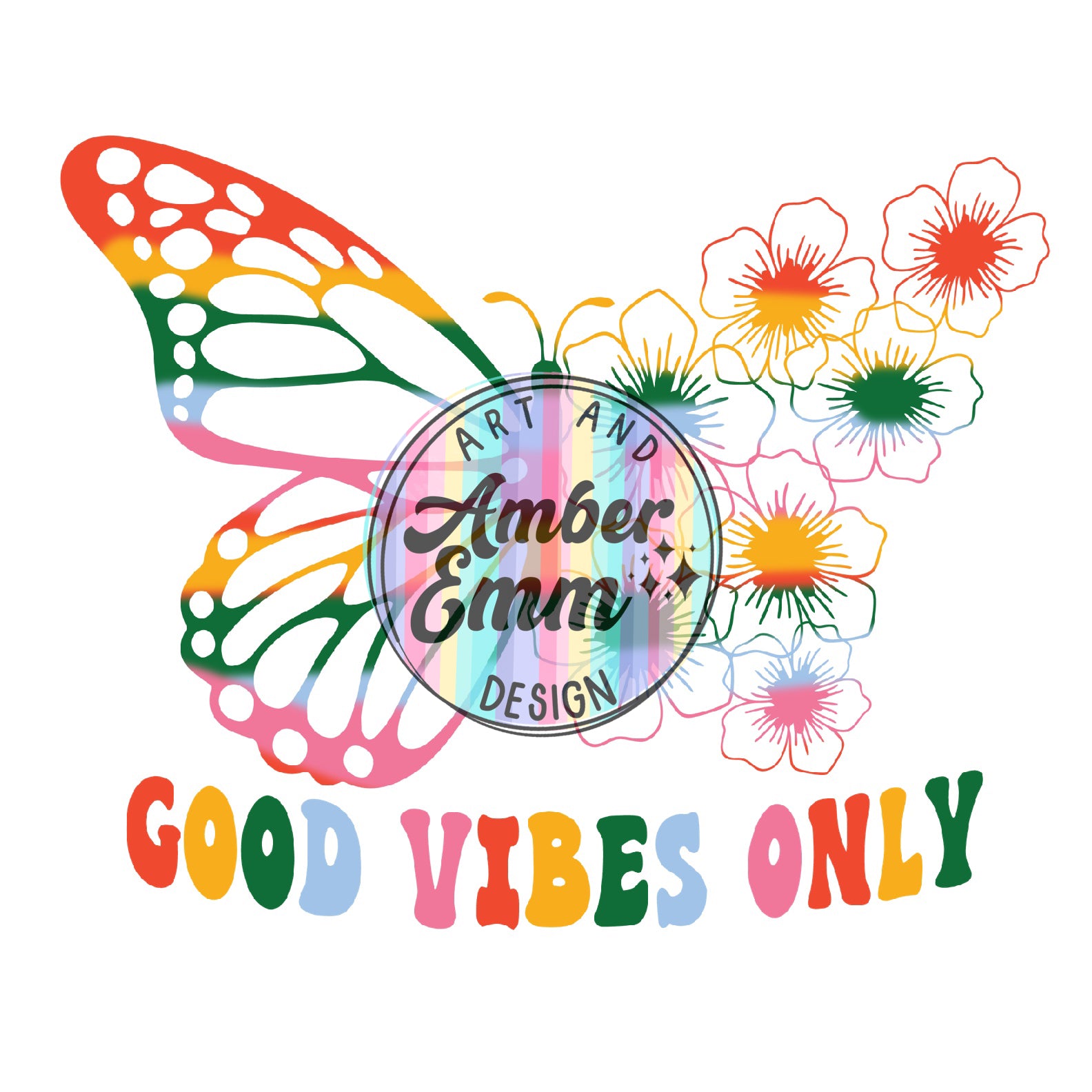 Good Vibes Butterfly PNG